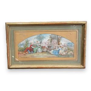 Fan Project Gouache Watercolor On Paper 19th Century
