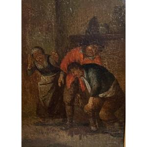 Flemish School The Tavern Exit Animated Interior Scene