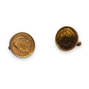 Pair Of Cufflinks Decorated With Napoleon III Pieces