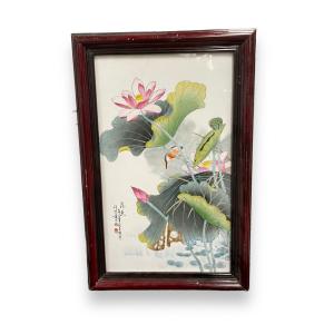 China Porcelain Plate With Polychrome Decor Of Lotus Flowers
