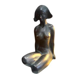 Art Deco Style Harlequin Woman Sculpture Signed Marco