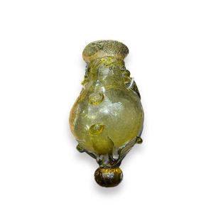 Wall Vase In Yellow Green Glass Attributed To Biot