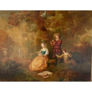 Gallant Scene The Musicians Large Oil On Panel