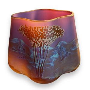 Austrian Vase In Art Nouveau Glass Paste 1900 Seaside