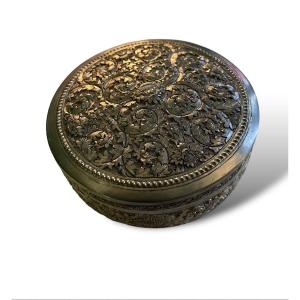 China Indochina Chiseled Silver Box 19th Century