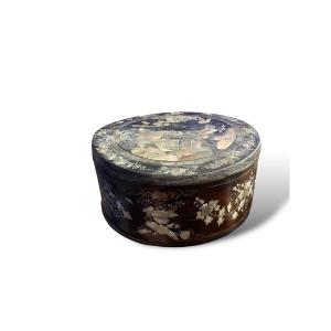Indochina Vietnam Cylindrical Box In Rosewood And Mother-of-pearl
