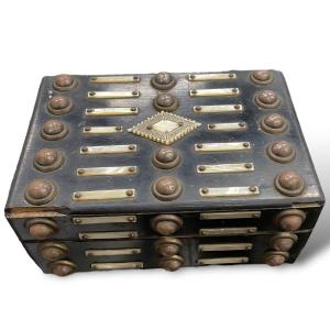 19th Century Blackened Wood And Mother-of-pearl Box