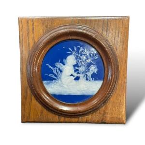 A. Barrière In Limoges Angel And Bouquet Of Flowers Porcelain Plaque
