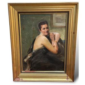 Nude Woman With Jewelry Oil On Panel By Maurice Ferdinand Perrot