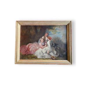 Galante Scene The Musicians Oil On Canvas XIXth