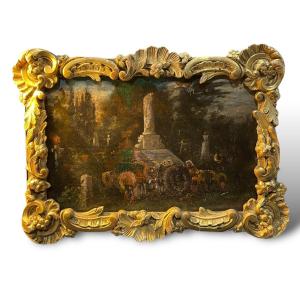 Curious Memento Mori Oil On Panel Monument To The Dead