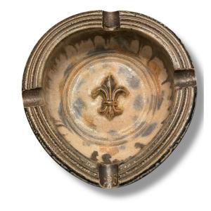Fleur De Lys Ashtray In Glazed Stoneware