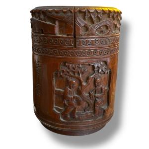 China Bitong Bamboo Tea Tobacco Brush Pot