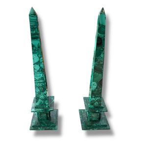 Pair Of Malachite Obelisks
