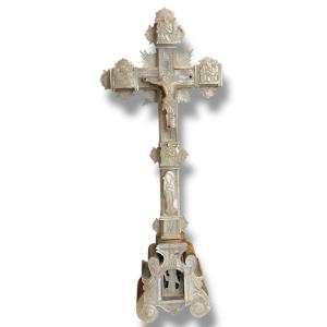 Mother-of-pearl Cross From Jerusalem Or Bethlehem In Mother-of-pearl 19th Century