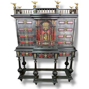 Cabinet And Its Base Decorated With Red-tinted Tortoiseshell, Hercules And Nessus