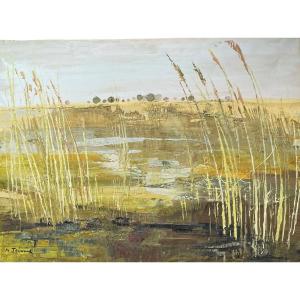 School Of Paris Michel Jouenne Landscape Oil On Canvas 