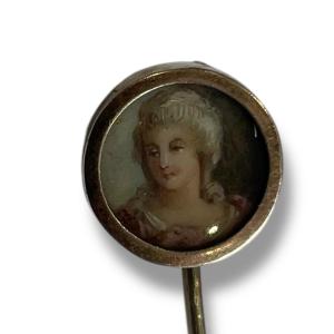 18th Century Miniature Mounted As A Tie Pin
