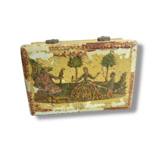Lacquered Wooden Box With Exotic Scene From The Charles X Period