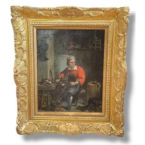 Genre Scene The Linnet Whistler Dutch School 18th Century 