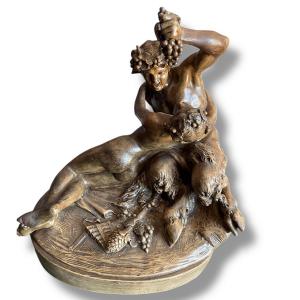 Satyr And Bacchante Terracotta Signed Clodion