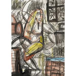 Cubist School 20th Century Seated Woman