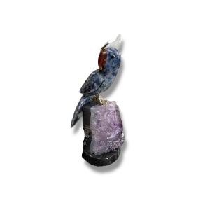Bird In Hard Stone And Amethyst
