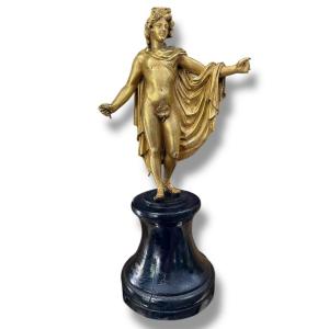 Apollo Sculpture Early 19th Century In Gilded Bronze