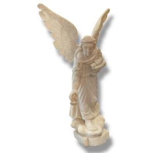 Important 19th Century Sculpted Alabaster Angel