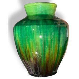 Accolay Green Enamelled Vase