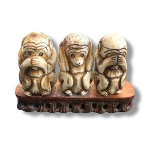 Monkey Of Wisdom Carved Bone 19th Century