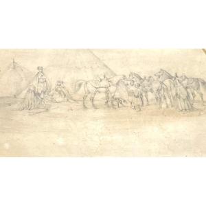 19th Century Orientalist Drawing Of The Camp
