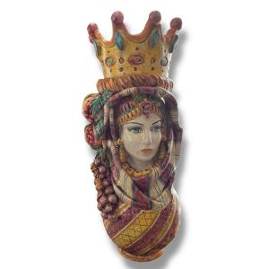 Important Polychrome Terracotta Bust Of A Sicilian Woman Caltagirone