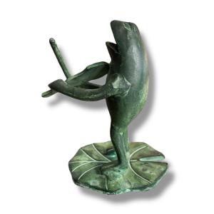 Bronze Musician Frog The Violinist