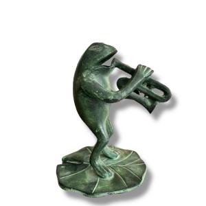 Bronze Musician Frog The Trumpeter