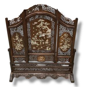 19th Century Wooden And Mother-of-pearl Screen