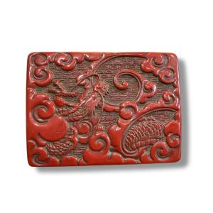 Cinnabar Box Decorated With A Dragon