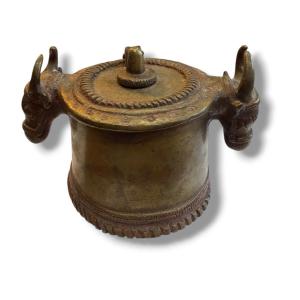 India Bronze Pot With Bovine Motifs