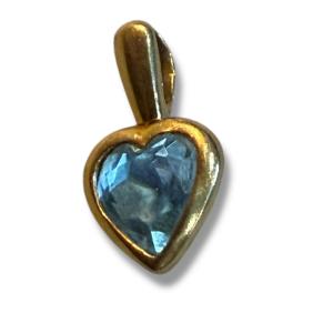 Gold And Blue Topaz Heart Pendant