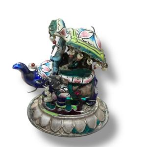 Enamelled Silver Elephant, India, 19th Century