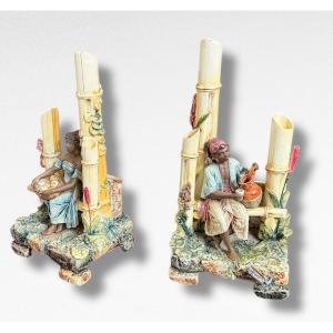 Nubian Pair Of Earthenware Planters
