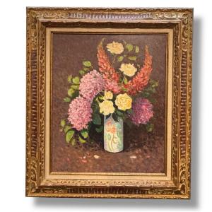 Jean-paul Savigny Important Still Life Bouquet Of Flowers