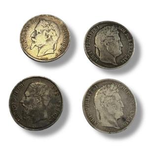 Set Of Four 5 Franc Silver Coins