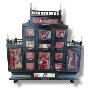 Ebony, Ceramic And Stone Cabinet By Nicole Chatignol 