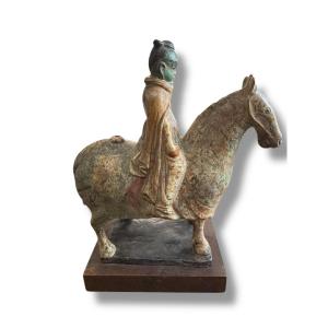 Chinese Polychrome Terracotta Sculpture In The Tang Style