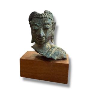 Fragment Of A Bronze Buddhist Head