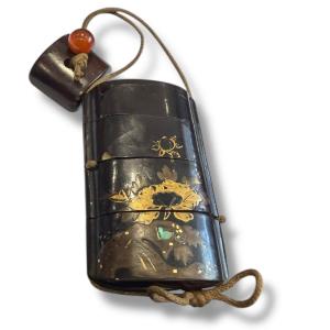 Inro 19th Century Japan Urushi Lacquer Mother-of-pearl