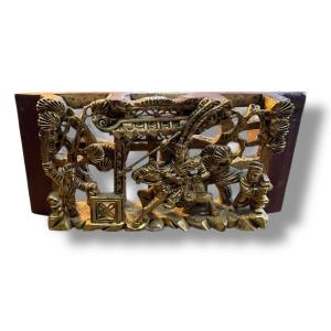 19th Century Chinese Gilded Wood Bas-relief