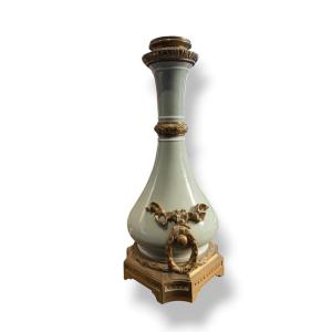 Celadon And Bronze Vase Mounted As A Napoleon III Lamp