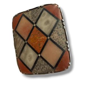Victorian Brooch In Pietra Dura 19th Century